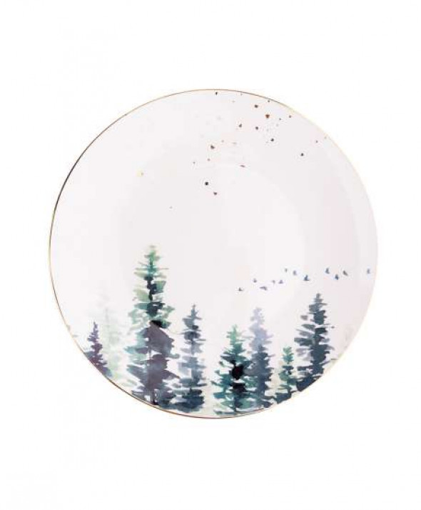 Talerz deserowy porcelanowy Misty Forest 20 cm, dekoracja las