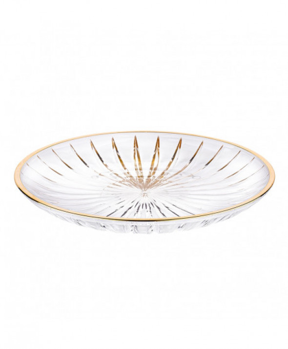 Talerz / patera na ciasto i tort szklana ze złotym obrzeżem Venus Gold 25 cm