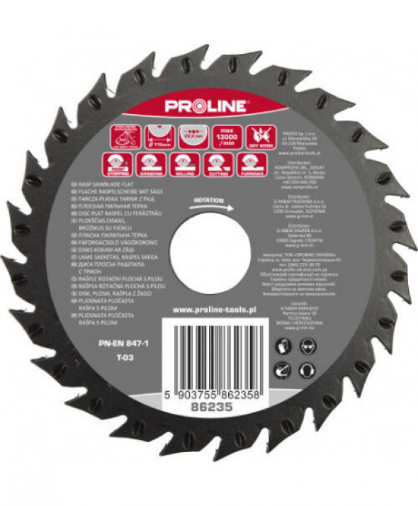 Tarcza płaska tarnik grube zęby z piłą 125mm proline