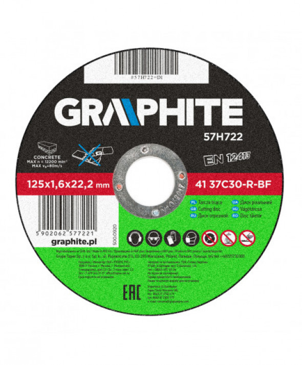 Tarcza tnąca do kamienia 125 x 1.6 x 22.2 mm, 41 37C30-R-BF