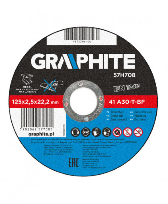 Tarcza tnąca do metalu 125 x 2.5 x 22.2 mm, 41 A30-T-BF