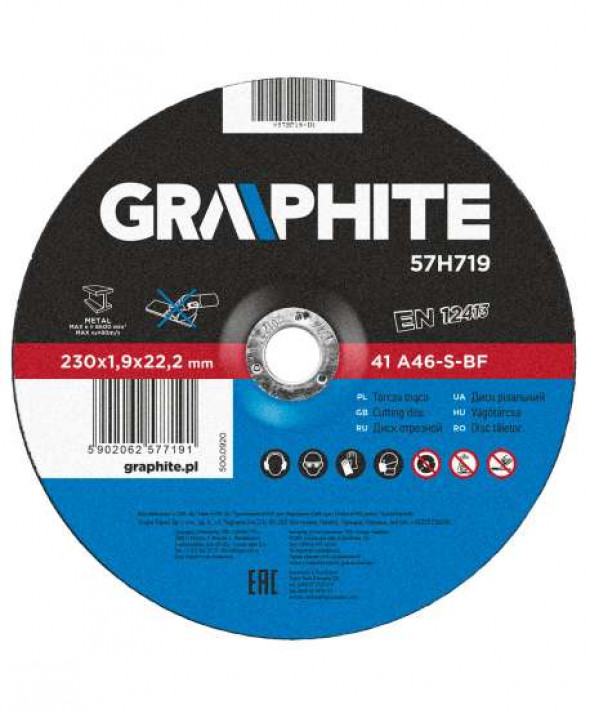 Tarcza tnąca do metalu 230 x 1.9 x 22.2 mm, 41 A46-S-BF