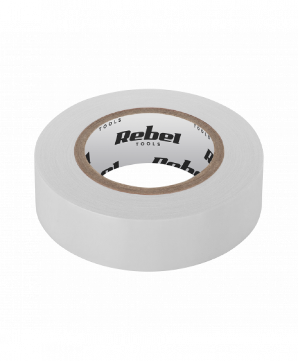 Taśma izolacyjna klejąca REBEL (0,13 mm x 19 mm x 10 yd) biała