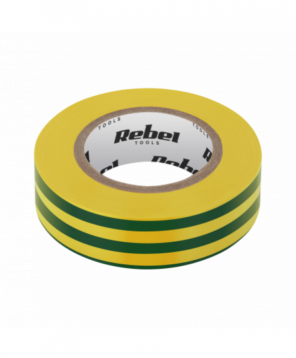 Taśma izolacyjna klejąca REBEL (0,13 mm x 19 mm x 20 yd) żółto-zielona