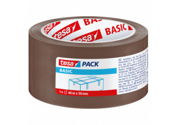 Taśma pakowa basic 66m:50mm, brązowa