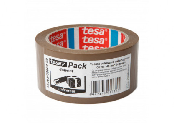Taśma pakowa solvent 66m:48mm, brązowa