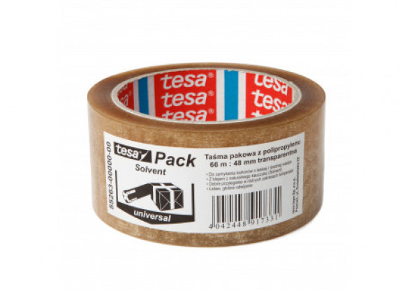 Taśma pakowa solvent 66m:48mm, przezroczysta