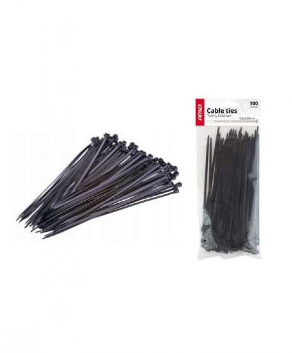 Taśmy opaski kablowe czarne 2,5x150mm - 100 szt.