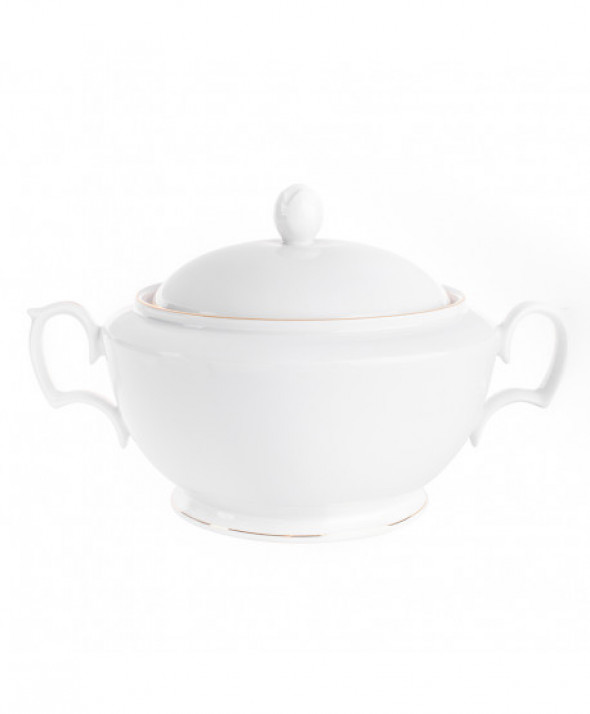 Waza do zupy porcelanowa MariaPaula Złota Linia biała 2,7 l