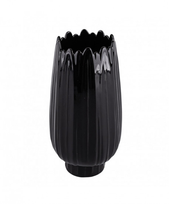 Wazon na kwiaty porcelanowy czarny 24,5 cm
