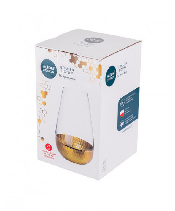 Wazon szklany na kwiaty Golden Honey 25 cm