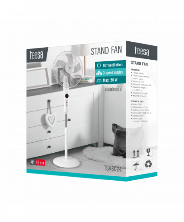 Wentylator stojący TEESA  sterowany pilotem