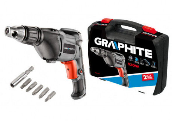 Wiertarko-wkrętarka 520W, obroty 0-4500 min??, walizka