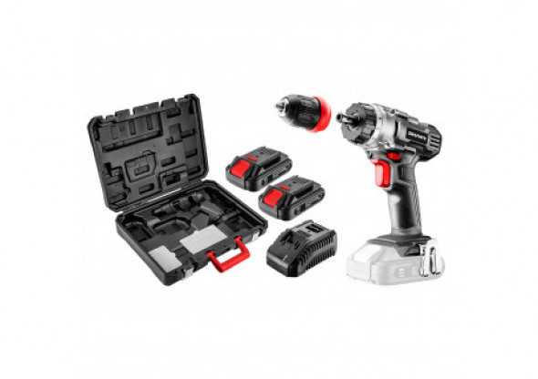 Wiertarko-wkrętarka aku Energy+ 18V, Li-Ion, zdejmowany uchwyt 10 mm, 2 aku 2Ah, ład, walizka