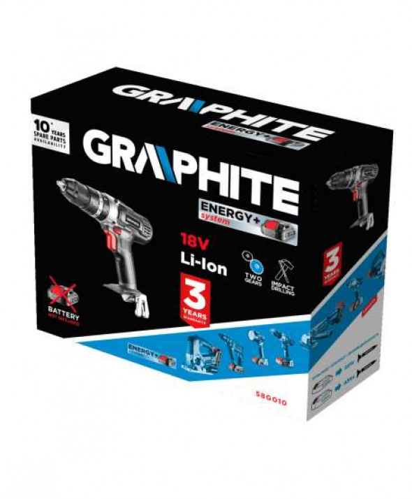 Wiertarko-wkrętarka akumulatorowa z udarem Energy+ 18V, Li-Ion, uchwyt 13 mm, bez akumulatora