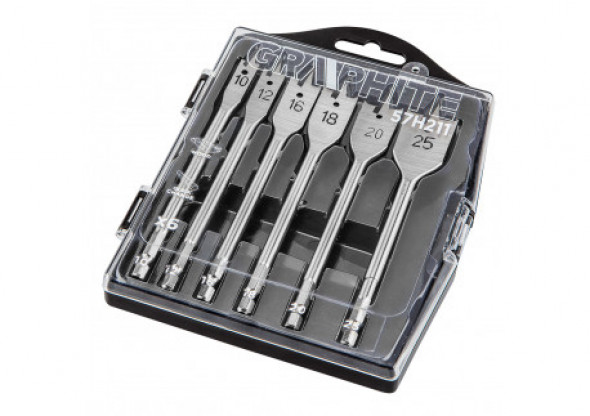 Wiertła do drewna łopatkowe, 10,12,16,18,20,25mm, zestaw 6 szt.