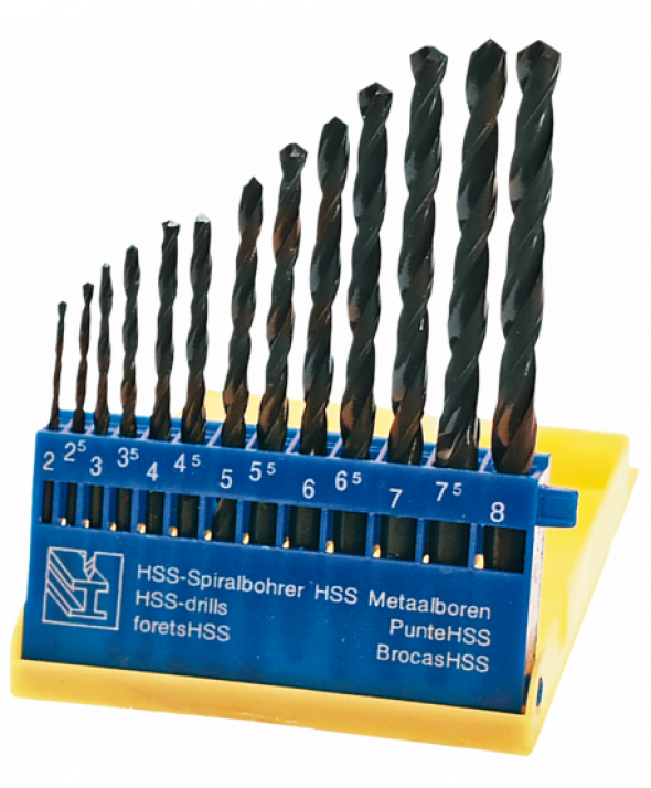 Wiertła do metalu HSS, 2.0-8.0 mm, zestaw 13 szt.