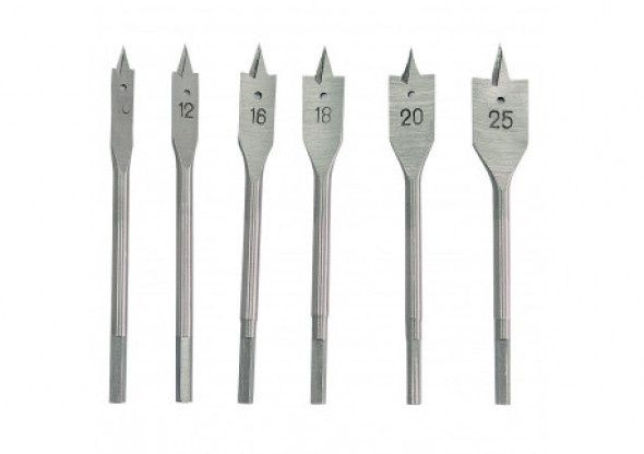 Wiertła łopatkowe - zestaw szt.6 (10-25mm) etui