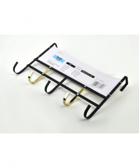 Wieszak 5-hakowy black+gold         38,5x10xh23cm