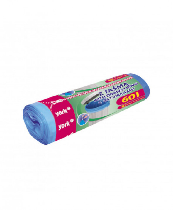 Worki na śmieci z taśmą 60L 10szt York