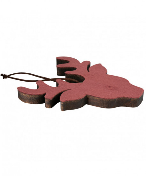 ZAWIESZKA RENIFER DREWNIANY Z WELUROWYM FRONTEM 16X12 CM BORDOWY