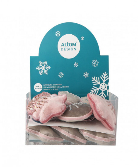 Zawieszka z cekinami / ozdoba na Boże Narodzenie pluszowa (mix wzorów)