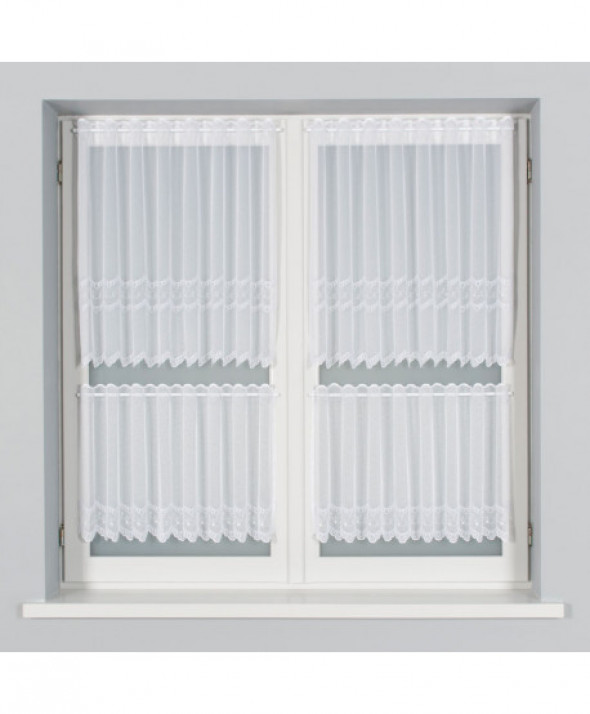 Zazdrostka biała haftowana na markizecie pasowa 013503 45 cm.