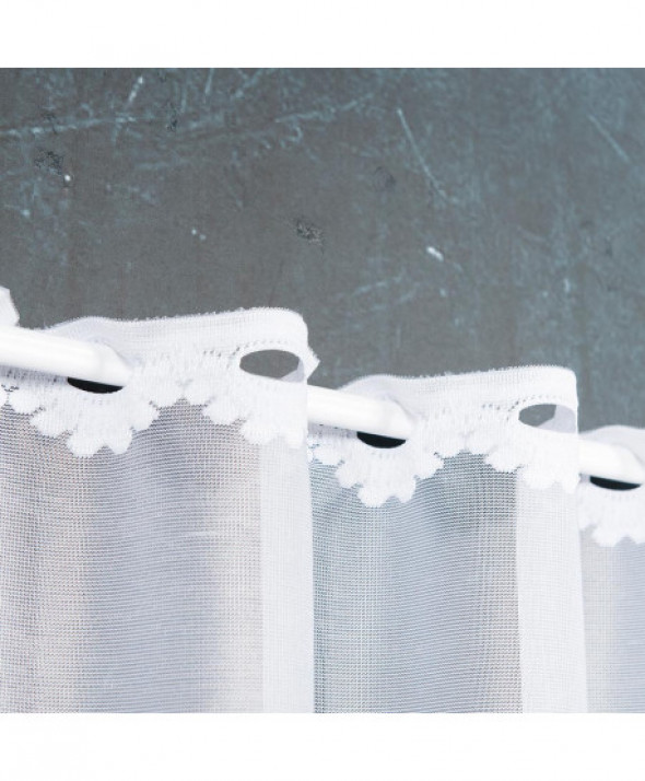 Zazdrostka biała żakardowa pasowa 023297 60 cm.