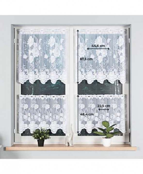 Zazdrostka biała żakardowa po całości 023006 50 cm.