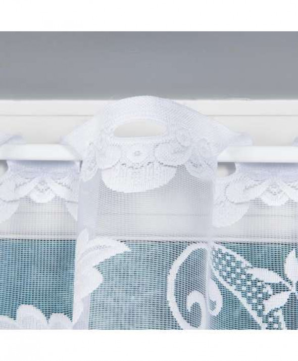 Zazdrostka biała żakardowa po całości 023006 90 cm.
