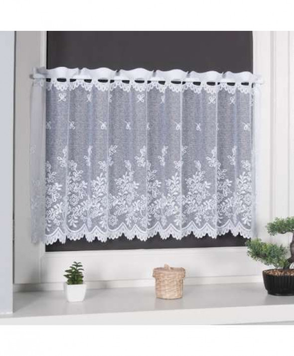 Zazdrostka biała żakardowa po całości 054160 30 cm.