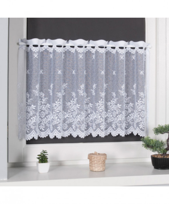 Zazdrostka biała żakardowa po całości 054160 45 cm.