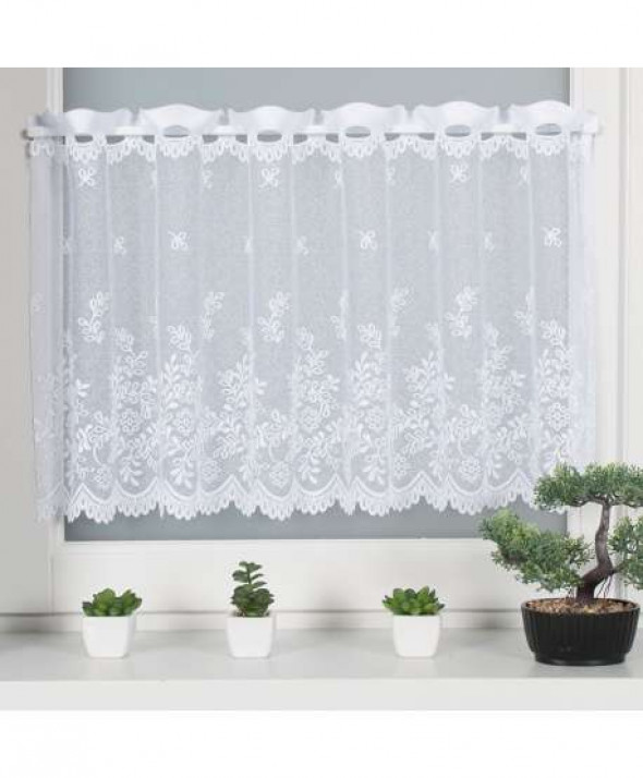 Zazdrostka biała żakardowa po całości 054160 60 cm.