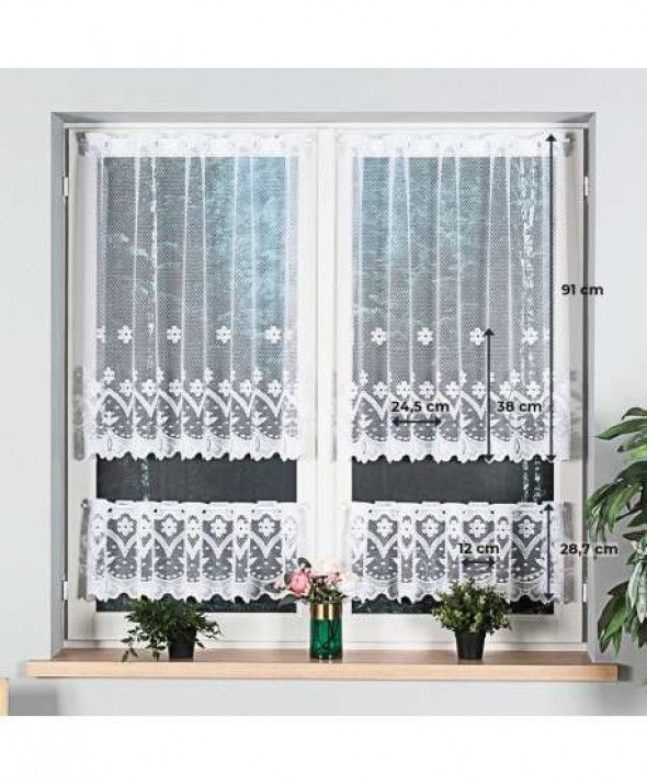 Zazdrostka biała żakardowa z samym dołem 004421 90 cm.