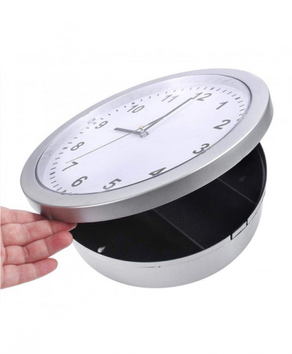 Zegar ścienny 25cm sejf skrytka