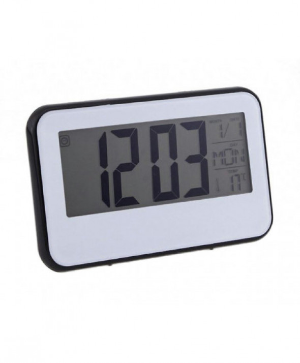 Zegarek biurkowy budzik/ Termometr biały