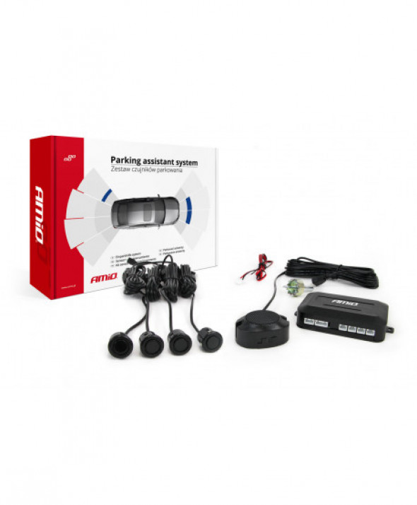 Zestaw czujników parkowania cofania buzzer 4 sensory czarne "gold" 18mm