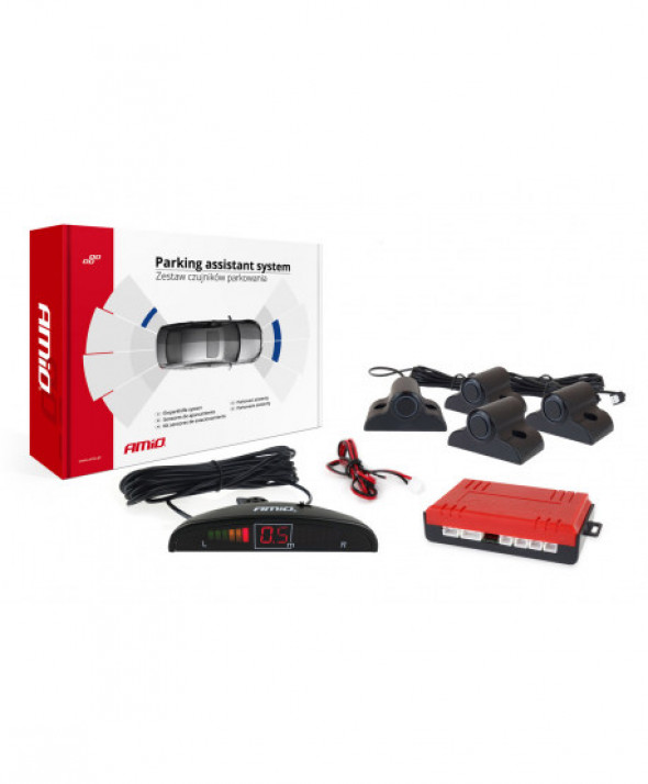 Zestaw czujników parkowania cofania led 4 sensory czarne 19mm truck