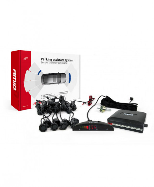 Zestaw czujników parkowania cofania led 8 sensorów czarne "gold" 18mm