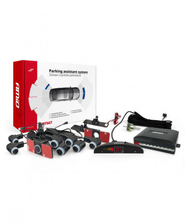 Zestaw czujników parkowania cofania led 8 sensorów czarne wewnętrzne 16,5mm