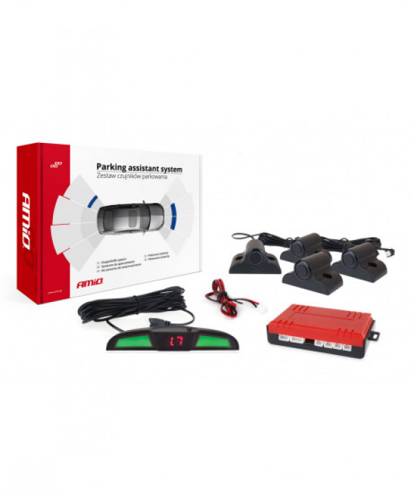 Zestaw czujników parkowania cofania led cob 4 sensory czarne 19mm truck