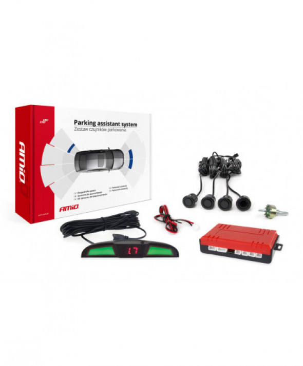 Zestaw czujników parkowania cofania led cob 4 sensory czarne "gold" 18mm