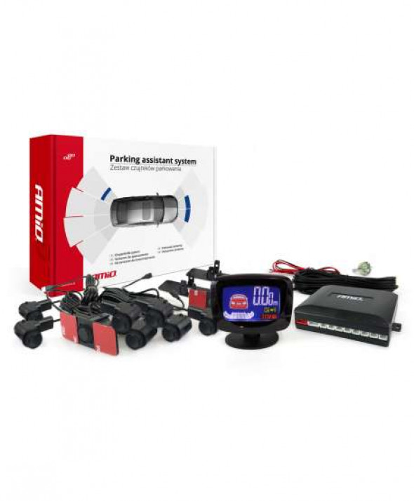 Zestaw czujników parkowania cofania led-graf 8 sensorów czarne wewnętrzne 16,5mm