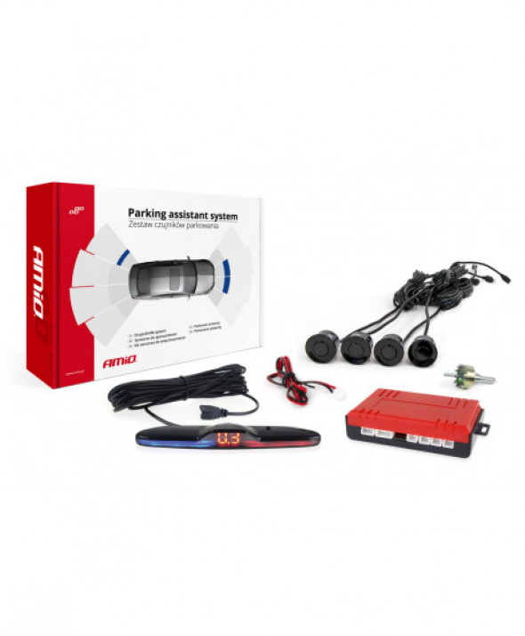 Zestaw czujników parkowania cofania max led 4 sensory czarne