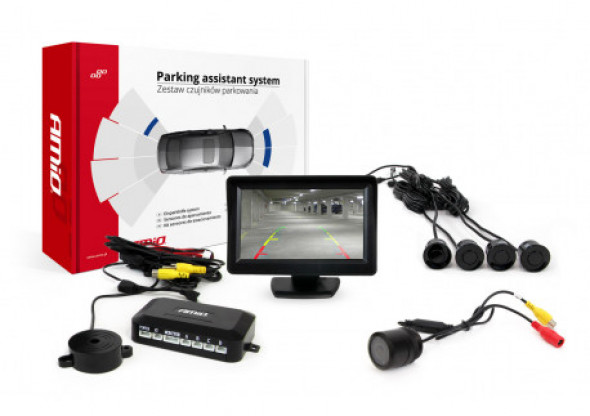 Zestaw czujników parkowania tft 4,3" z kamerą hd-301-ir 4 sensory czarne