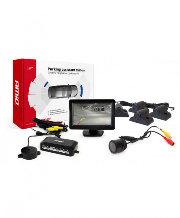 Zestaw czujników parkowania tft01 4,3" z kamerą hd-301-ir 4 sensory czarne truck