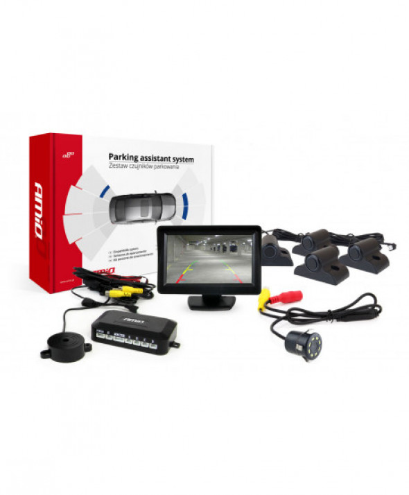 Zestaw czujników parkowania tft01 4,3" z kamerą hd-308-led 4 sensory czarne truck