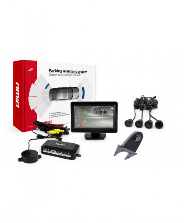 Zestaw czujników parkowania tft01 4,3" z kamerą hd-502-ir 4 sensory czarne "gold"