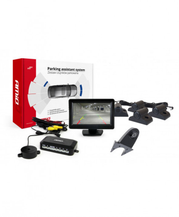Zestaw czujników parkowania tft01 4,3" z kamerą hd-502-ir 4 sensory czarne truck
