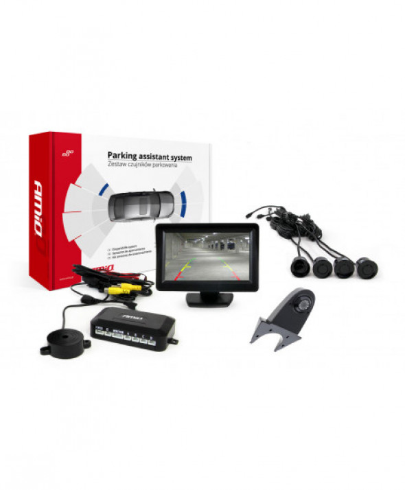 Zestaw czujników parkowania tft01 4,3" z kamerą hd-502-ir 4 sensory czarne